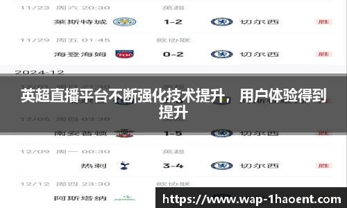 英超直播平台不断强化技术提升，用户体验得到提升